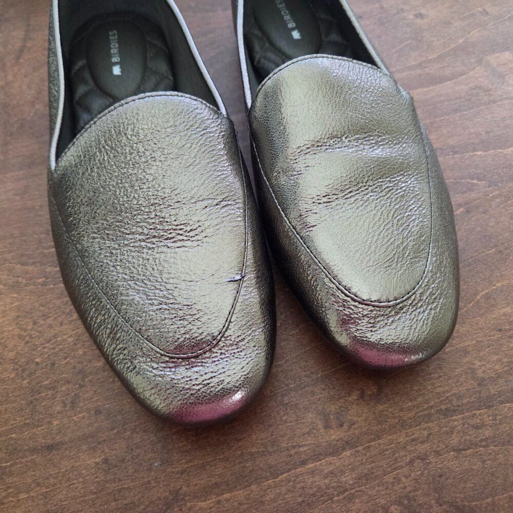 Birdies Pewter Metallic Loafer Flats Womens Size 7 Holiday Driving Shoe Bronze - Picture 2 of 8